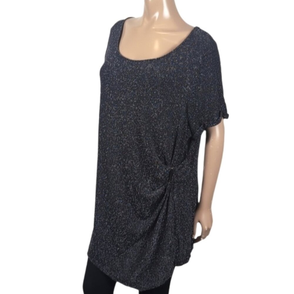 Penningtons Shimmer Tunic Top Asymmetric Short Sleeve Metallic Mini Dress 2X